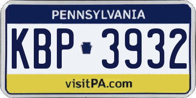 PA license plate KBP3932