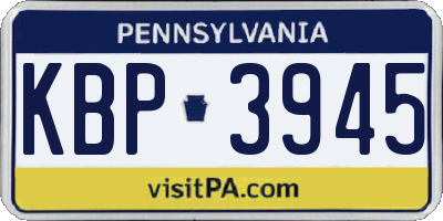 PA license plate KBP3945