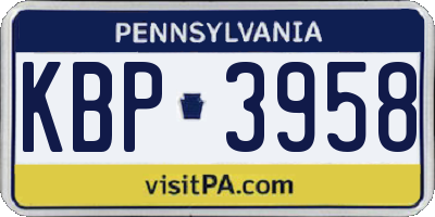 PA license plate KBP3958