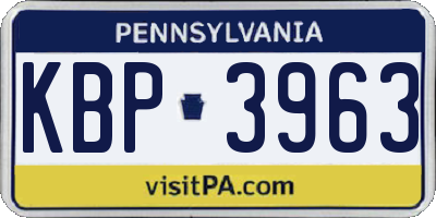 PA license plate KBP3963