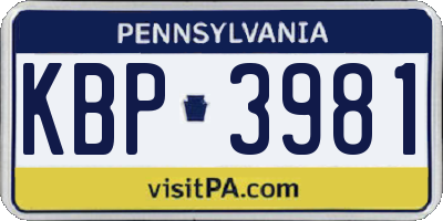 PA license plate KBP3981