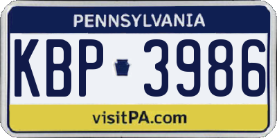 PA license plate KBP3986