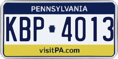 PA license plate KBP4013