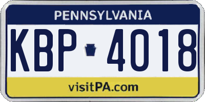 PA license plate KBP4018