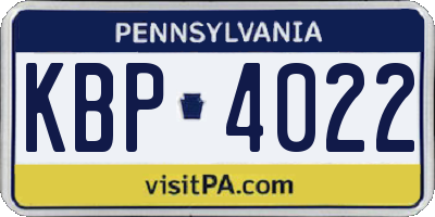PA license plate KBP4022