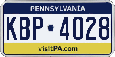 PA license plate KBP4028