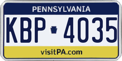 PA license plate KBP4035
