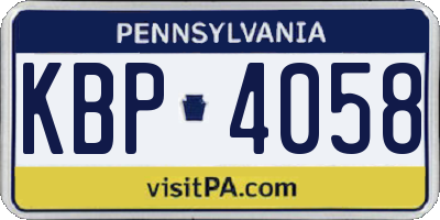 PA license plate KBP4058