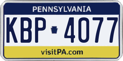 PA license plate KBP4077