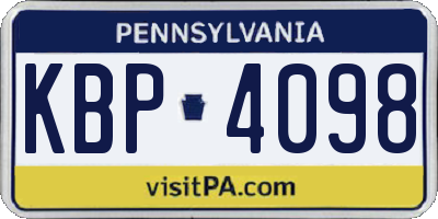 PA license plate KBP4098