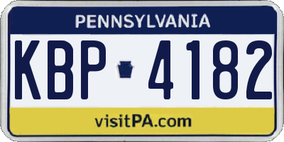 PA license plate KBP4182