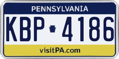 PA license plate KBP4186