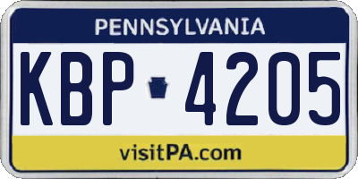 PA license plate KBP4205