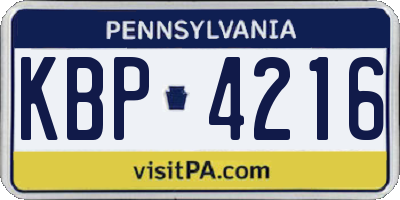 PA license plate KBP4216