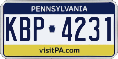 PA license plate KBP4231
