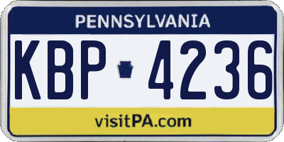 PA license plate KBP4236