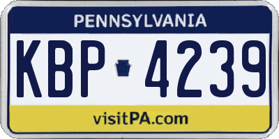 PA license plate KBP4239