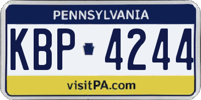 PA license plate KBP4244