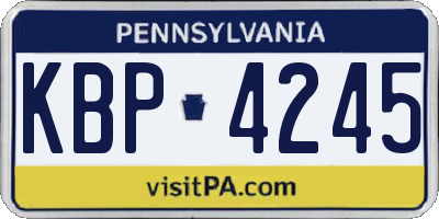 PA license plate KBP4245