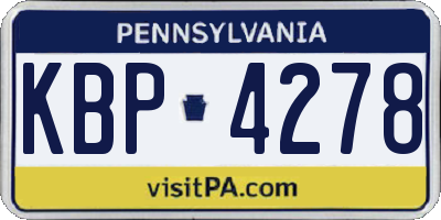 PA license plate KBP4278