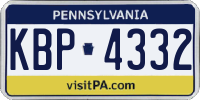 PA license plate KBP4332