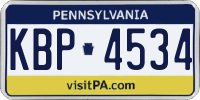 PA license plate KBP4534
