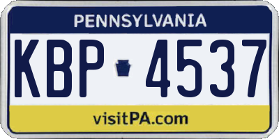PA license plate KBP4537