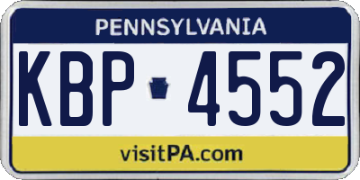 PA license plate KBP4552