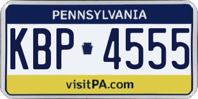 PA license plate KBP4555