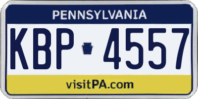 PA license plate KBP4557