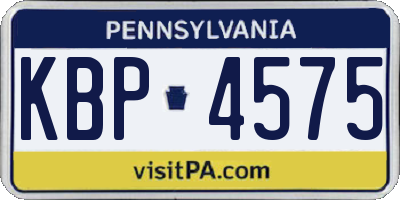 PA license plate KBP4575