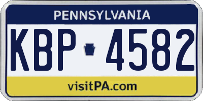 PA license plate KBP4582