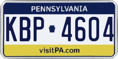 PA license plate KBP4604