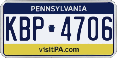 PA license plate KBP4706