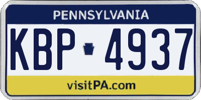 PA license plate KBP4937