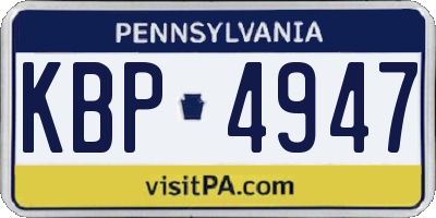 PA license plate KBP4947