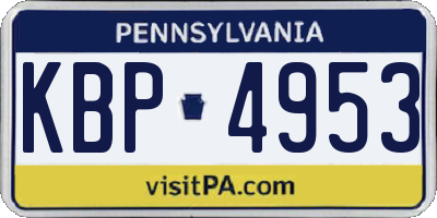 PA license plate KBP4953