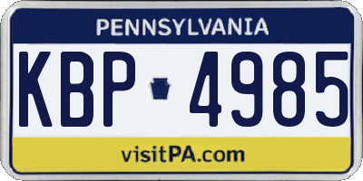 PA license plate KBP4985