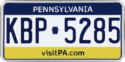 PA license plate KBP5285
