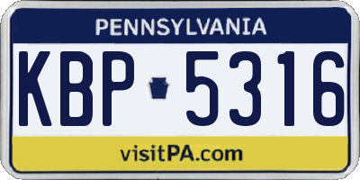 PA license plate KBP5316