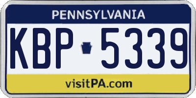 PA license plate KBP5339