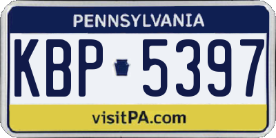 PA license plate KBP5397