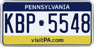 PA license plate KBP5548