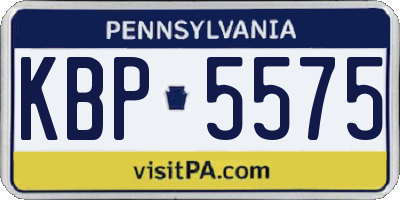 PA license plate KBP5575