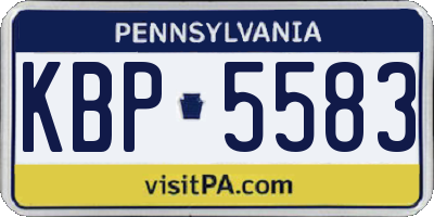 PA license plate KBP5583