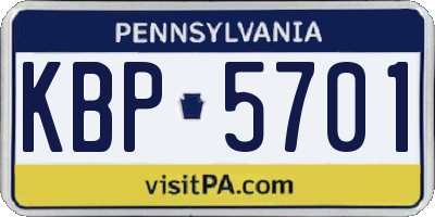 PA license plate KBP5701