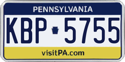 PA license plate KBP5755
