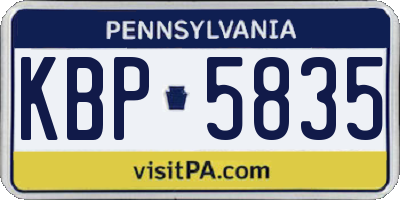 PA license plate KBP5835