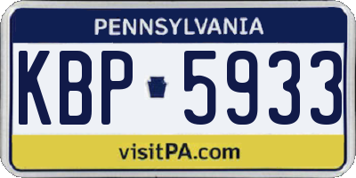 PA license plate KBP5933