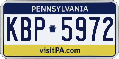 PA license plate KBP5972